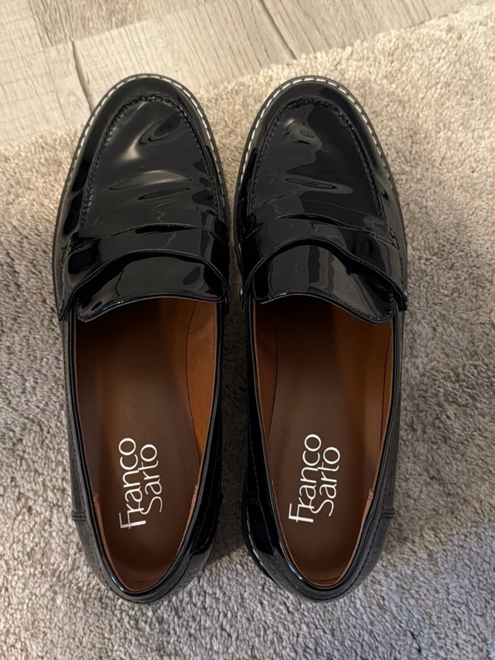 Franco Sarto Women’s Black Patent Leather Penny Loafers